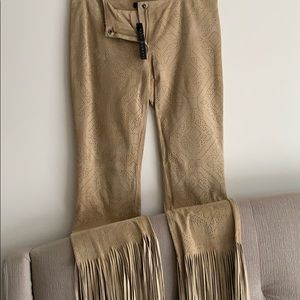Suede Fringed Pants